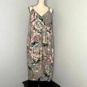 City Chic Elegant Floral Rose Faux Wrap Dress M 18